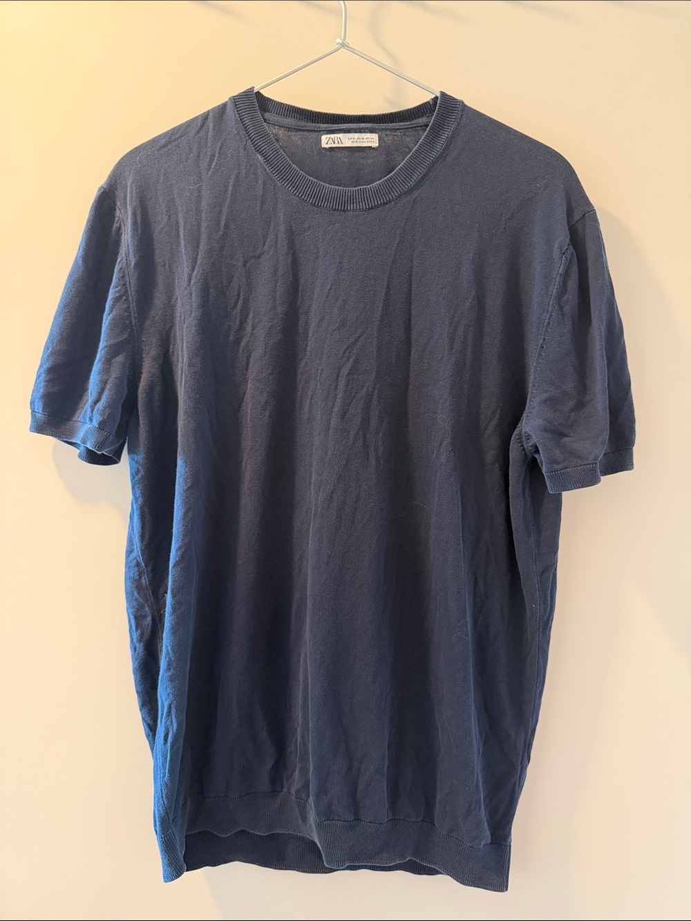 Zara Men’s Navy Short Sleeve Crew Neck Tee